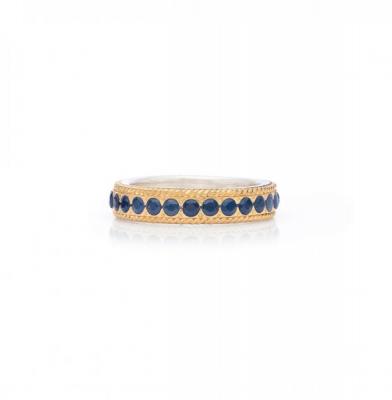Blue Sapphire Pavé Stacking Band - Gold